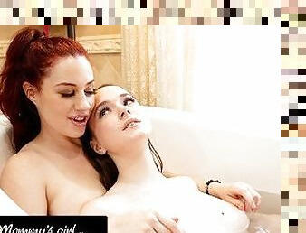 MOMMY'S GIRL - Caring Hazel Moore Gets Fingered While Taking A Bath With Her Gorgeous Busty Stepmom