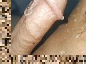 short dick foamy masturbation in the shower, slow motion cum