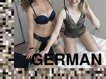 German girlfriend Julia Bach tricks him into having a FFM threesome with her best friend Mickey Muffin