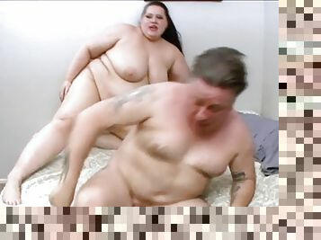 Dirty BBW BBW gets smashed by fat studs in a threesome