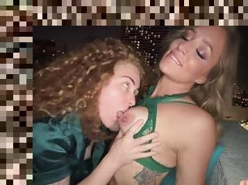 Real lesbian couple hot fuck on the balcony - KarrotTopxx & Natalie Brooke