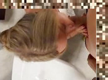 My horny bride sucking on my cock after the wedding in public toilet (Mr and Mrs Wild)