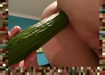 Fucking ass with cucumber, anal food probe, food anal toys, male insertion, ass fucking, anal fuck