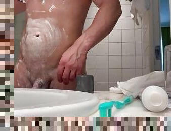 cul, baignade, masturbation, pisser, giclée, amateur, ejaculation-sur-le-corps, gay, pieds, douche