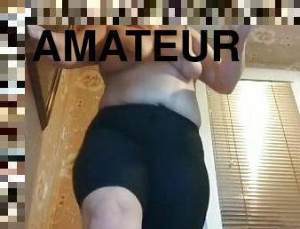 cul, gros-nichons, amateur, solo, salle-de-gym, réalité, seins-nus, séance-dentraînement