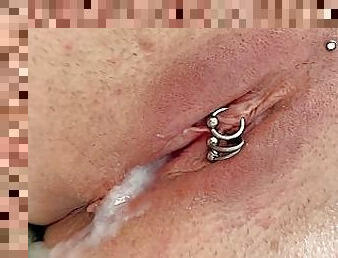Blow Foreskin Dick with view on my BigTits and fuck my Pierced Pussy with Cum Inside