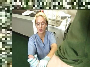 Nurse blonde in glasses gets cumshot