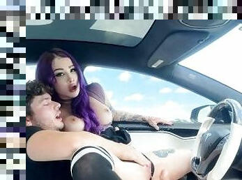 Tesla Autopilot Squirting & Fucking - Sexy Valerica Steele