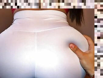 Hot Assjob Lap Dance in Tight White Leggings