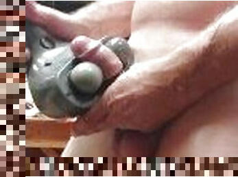 The Roostercombs show episode 12, very close-up of Monster 10 inch Cock in tight clear tube...hot