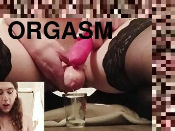 Transgender Cum Eating - Multiple Orgasms (CLOSE UP)