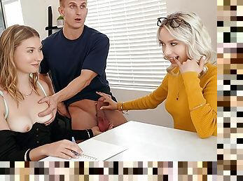 Tutor Scarlett Hampton & Her Cute Student Emma Sirus Get Free Used While Learning - FreeUse Fantasy