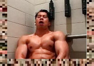 asiatique, baignade, public, amateur, gay, ejaculation, douche, musclé, salle-de-gym