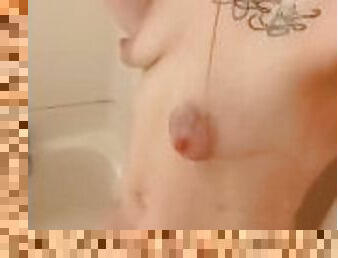 Local Slut girl next door shower selfie soapy natural tits and ass cheeks and hairy bush beautiful