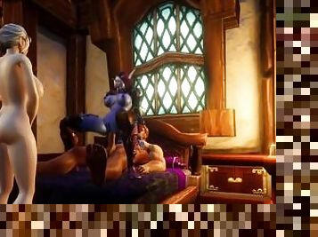 Night Elf take turns riding a big dick with a hot blonde Milf  Warcraft parody