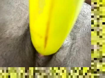 masturbation, orgasm, amatör, mörkhyad, creampie, ensam, banan