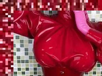 mandi, payudara-besar, amatir, sayang, gila, teransang, tidak-biasa, fetish-benda-yang-dapat-meningkatkan-gairah-sex, mandi-shower, latex