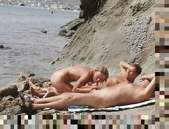 nudist, amaterski, odrasle, babe, milf, mami, plaža, vohun, trojček, blond