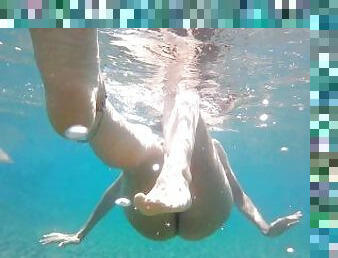 Spy nude girl at the beach and underwater