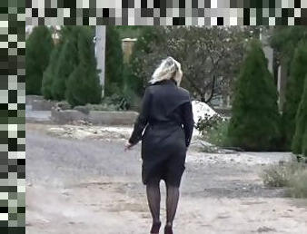 cul, en-plein-air, collants, public, amateur, milf, black, culotte, blonde, en-nylon