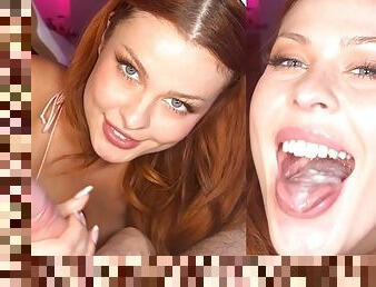 Cute Redhead roomate suprises me with a sloppy blowjob