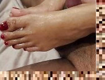 Quick Sensual FootJob for my Step Brother