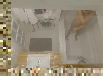 Captured my girl on tape stripping and showering in the hot tub