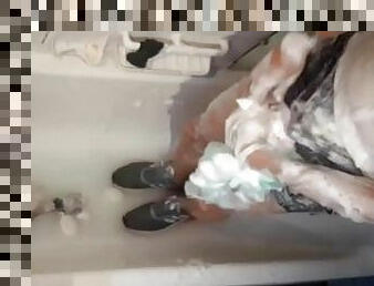 Soapy sneakers on my dick