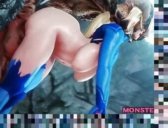 monstruo, coño-pussy, adolescente, zorra-slut, rubia, anime, fantasía, hentai, 3d