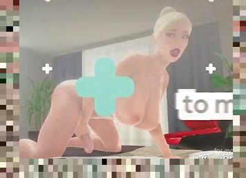 Big-tits girl have solo pleasure in the mobile game