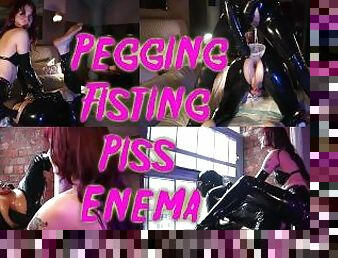 Strap-on Pegging Anal Fisting and Piss enema ft Mistress Vera Violette latex dildo anal watersports