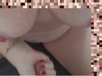 Horny milf wife wanks me off to her big tits