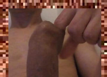 Sloppy foreskin fingering with lots of sticky precum