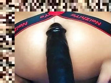 Twink gets Big Black Dildo ???? in his jocked ass ????