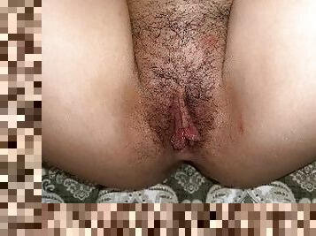 Playing with my hairy pussy