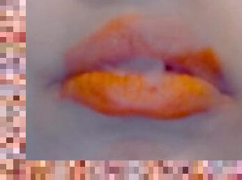 Orange Lips smoke with Latex Glove