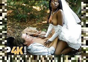 mariée, tricherie, en-plein-air, babes, interracial, black, pute, mariage, forêt, blanc