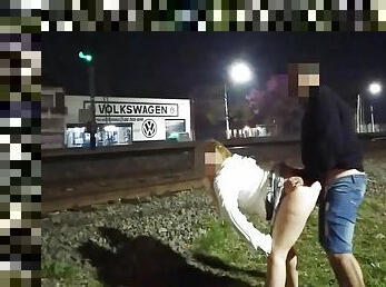 Sex In Public Voyeurs Watch While We Fuck On The Street Flashing Skirt No Panties Caught