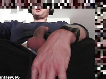 I got horny at Zoom meeting and started to jerk off under the table with huge cum on my hand pants