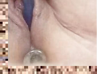 Dildo and anal plug at the same time, bbw wet pussy masturbation