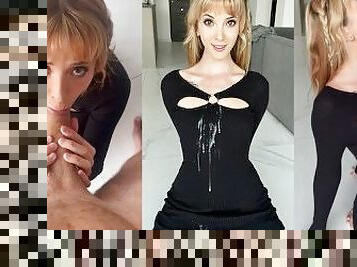 CUM ON CLOTHES - huge cumshot on tight black dress