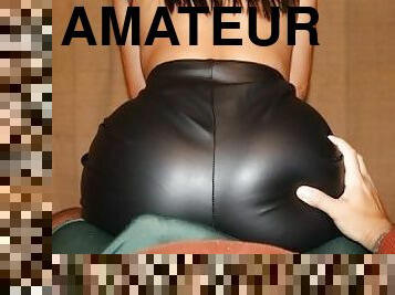 amatør, røv-booty, synsvinkel, snæver, fetish, pik, læder