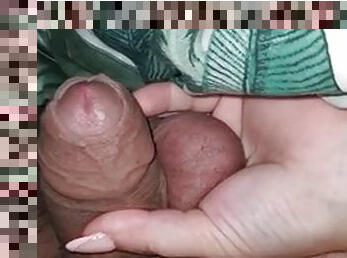The stepson dropped his jeans and let his stepmom masturbate his cock with her hand