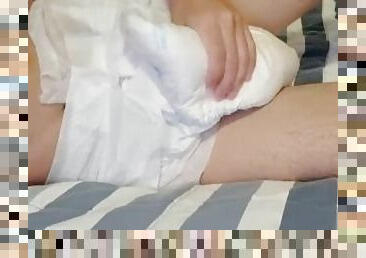 ABDL Diaper Boy Jerking Off His Big Cock In A Diaper