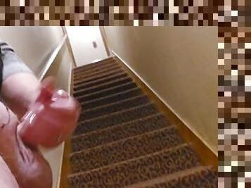 Cum public resort in stairwell