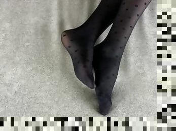 The sexiest legs in black nylon tights