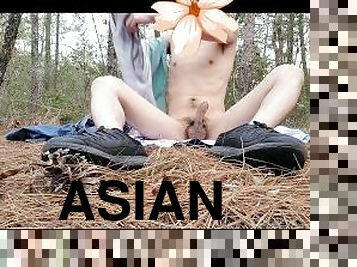 asiatic, masturbare-masturbation, public, amatori, gay, masturbare, solo, padure, baietel, dezbracandu-se-undressing