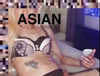 asiático, masturbação, amador, compilação, travesti, ejaculação, loira, sozinho, pénis