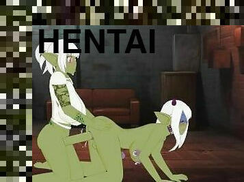 monstru, lesbiana, animatie, hentai, tare