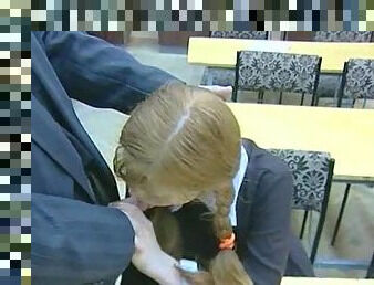 Pretty Russian schoolgirl fucked on a desk